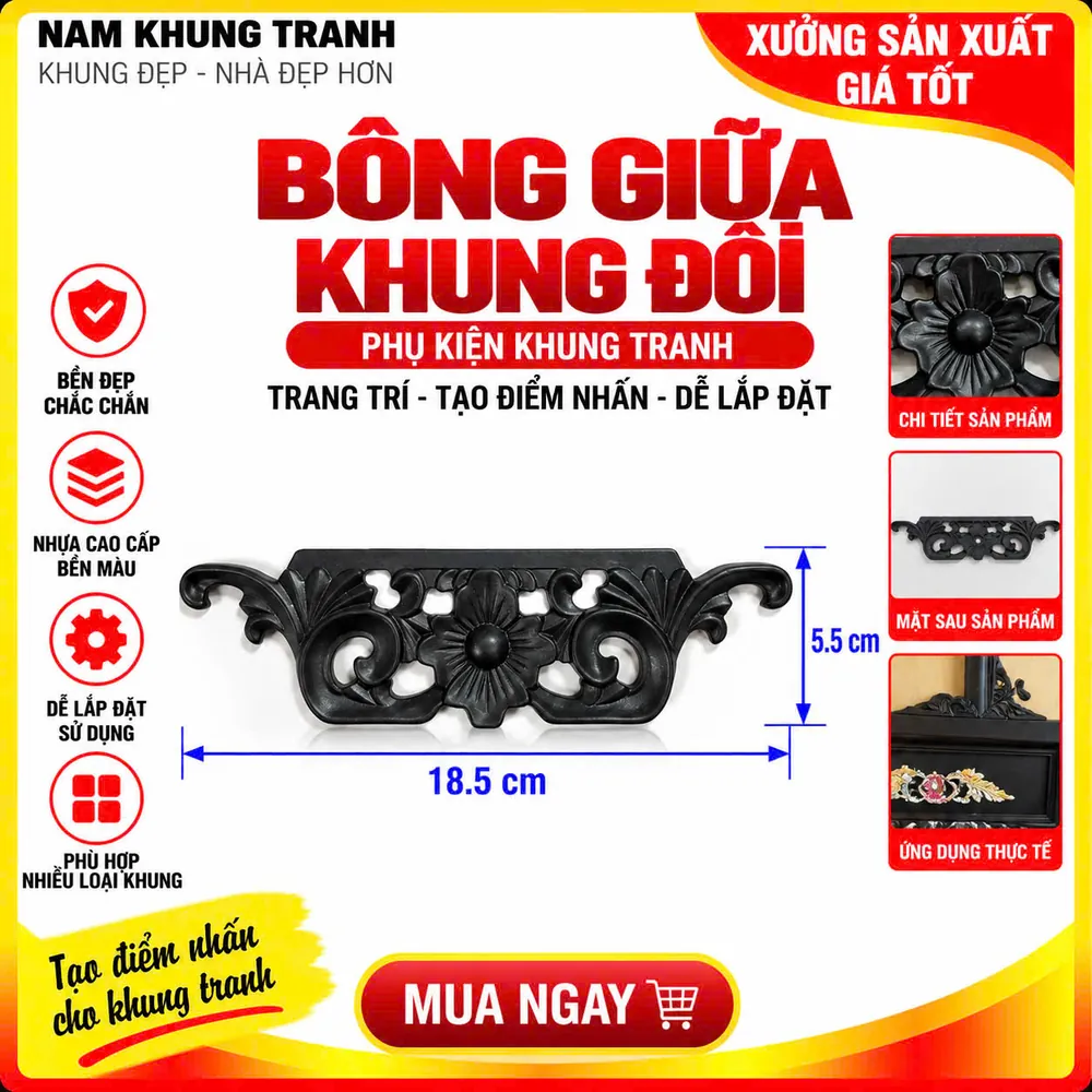 Bông giữa khung đôi - Nam Khung Tranh