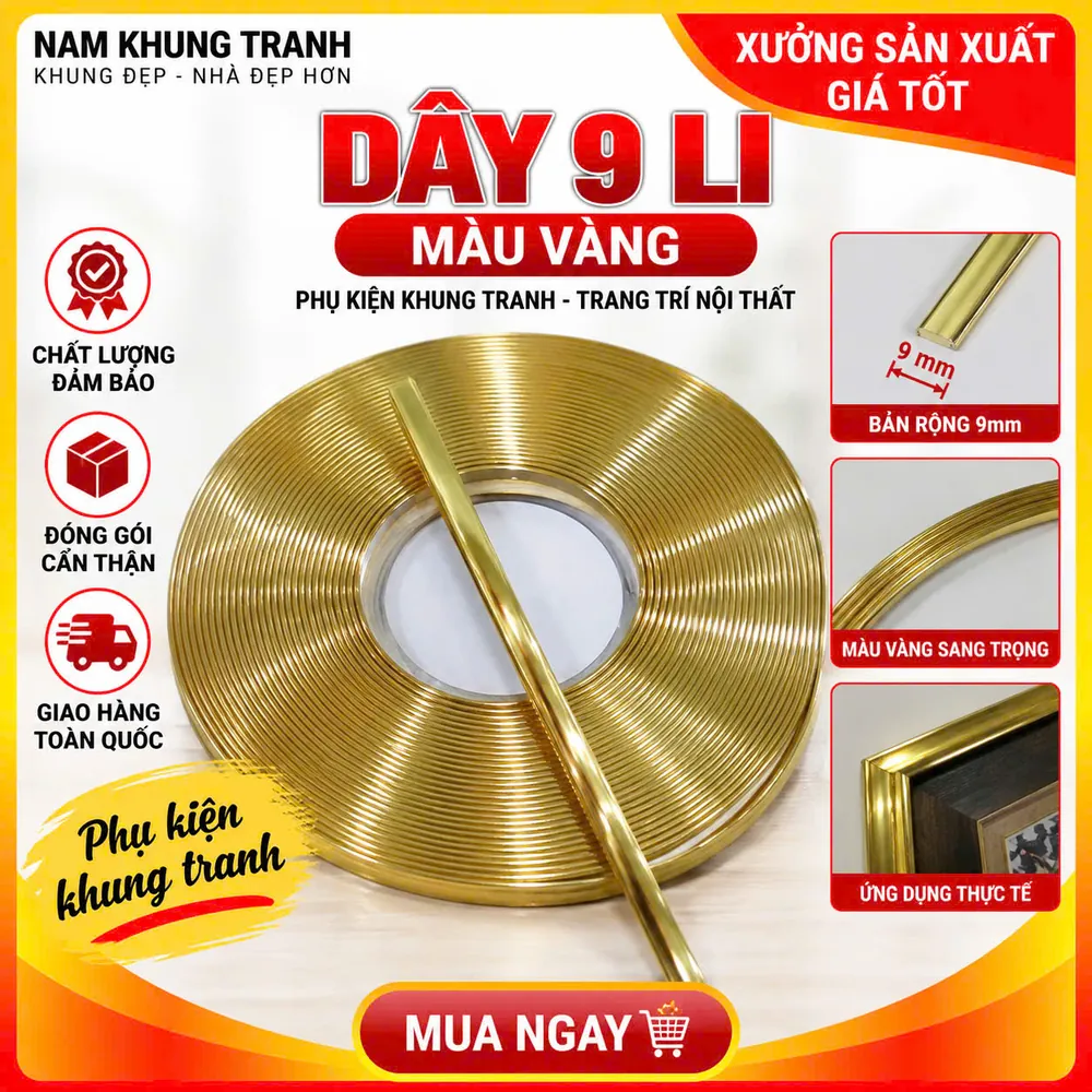 Dây 9 li màu vàng - Nam Khung Tranh