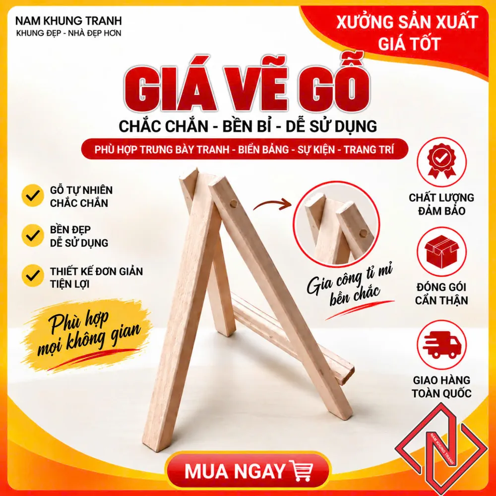 Giá vẽ gỗ chữ A - Nam Khung Tranh