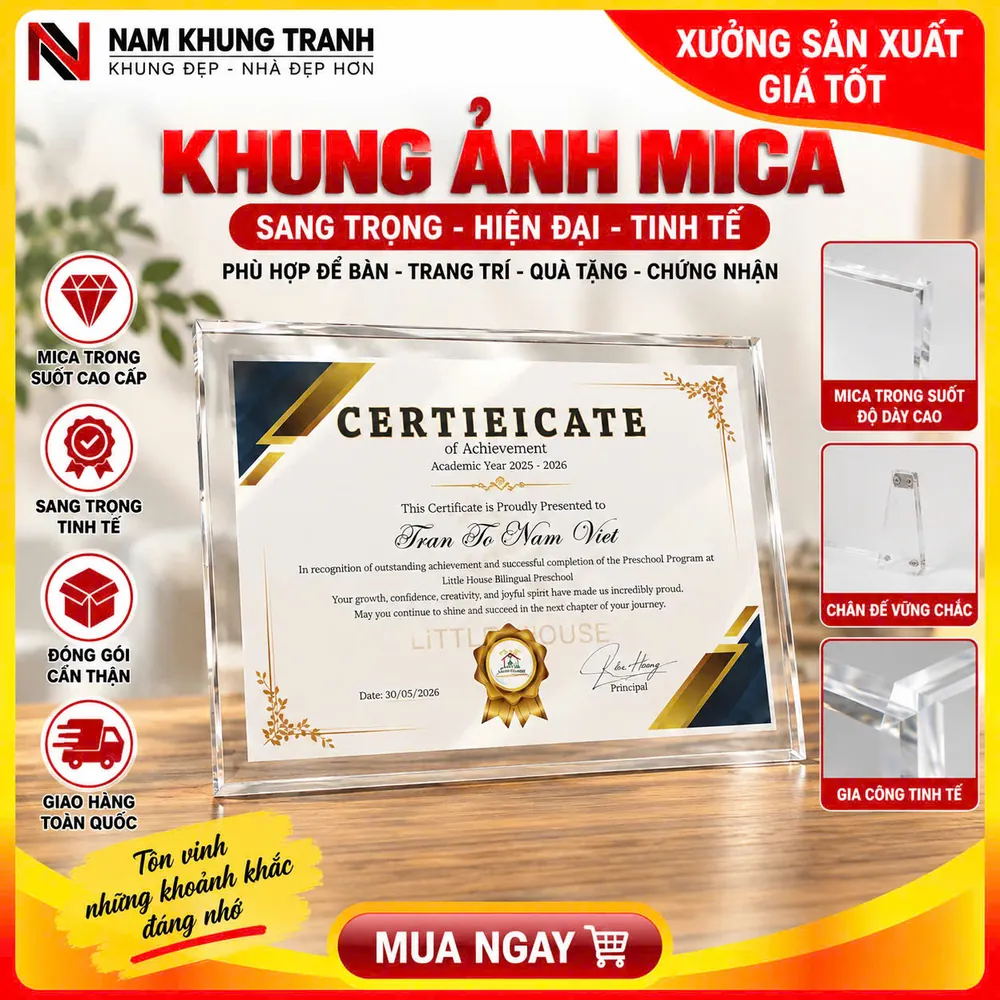 Khung ảnh mica trong suốt mẫu 01 - Nam Khung Tranh