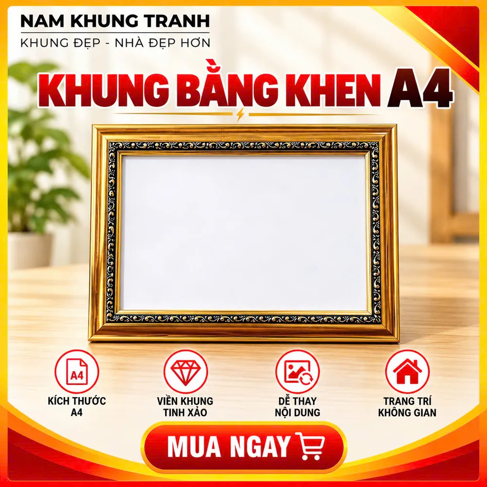 Khung bằng khen A4 màu vàng đen - Nam Khung Tranh