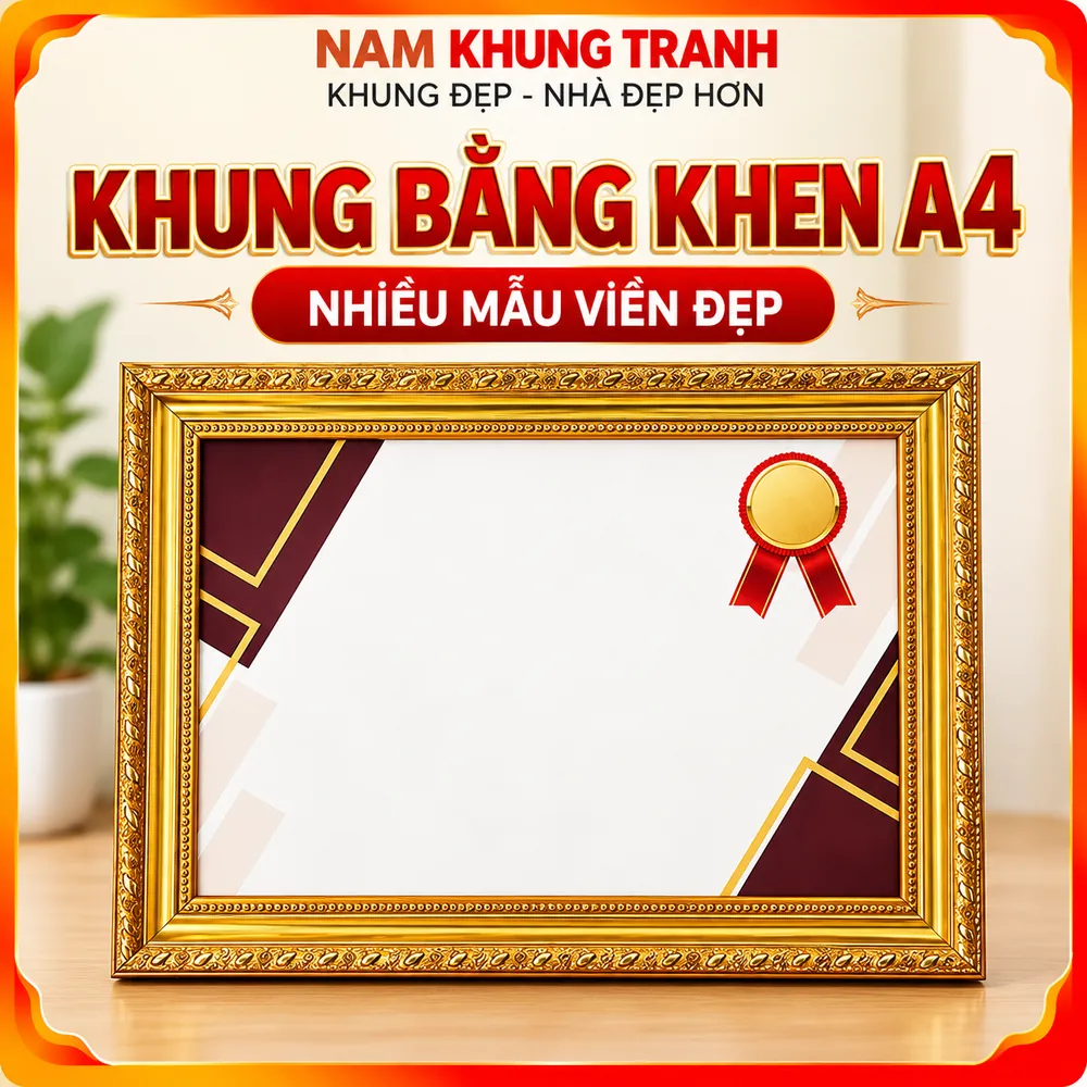 Khung bằng khen A4 màu vàng - Nam Khung Tranh
