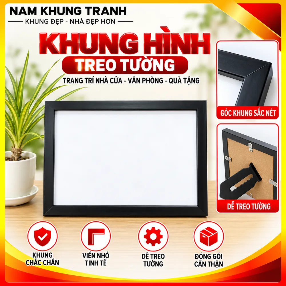 Khung hình treo tường màu đen viền nhỏ - Nam Khung Tranh