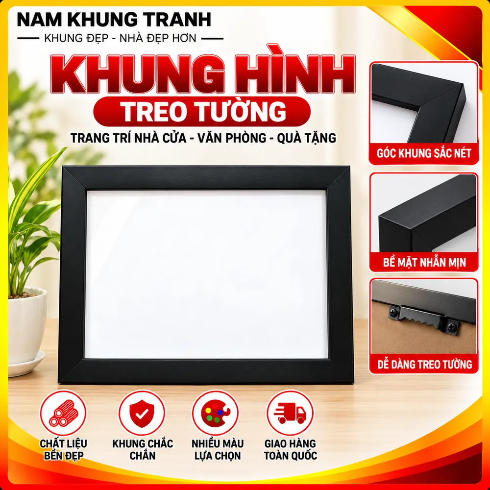Khung hình treo tường màu đen - Nam Khung Tranh