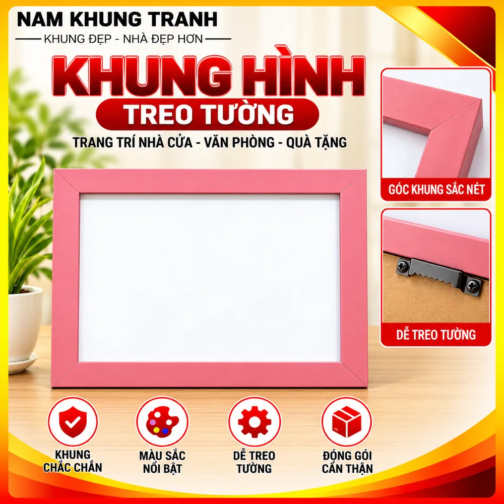 Khung hình treo tường màu hồng - Nam Khung Tranh