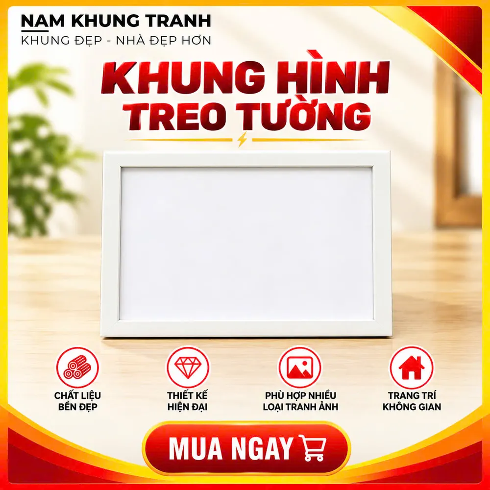 Khung hình treo tường màu trắng - Nam Khung Tranh