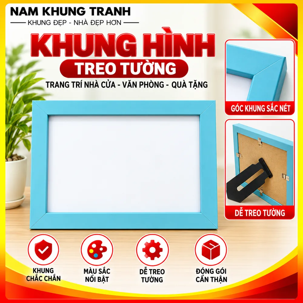 Khung hình treo tường màu xanh dương - Nam Khung Tranh