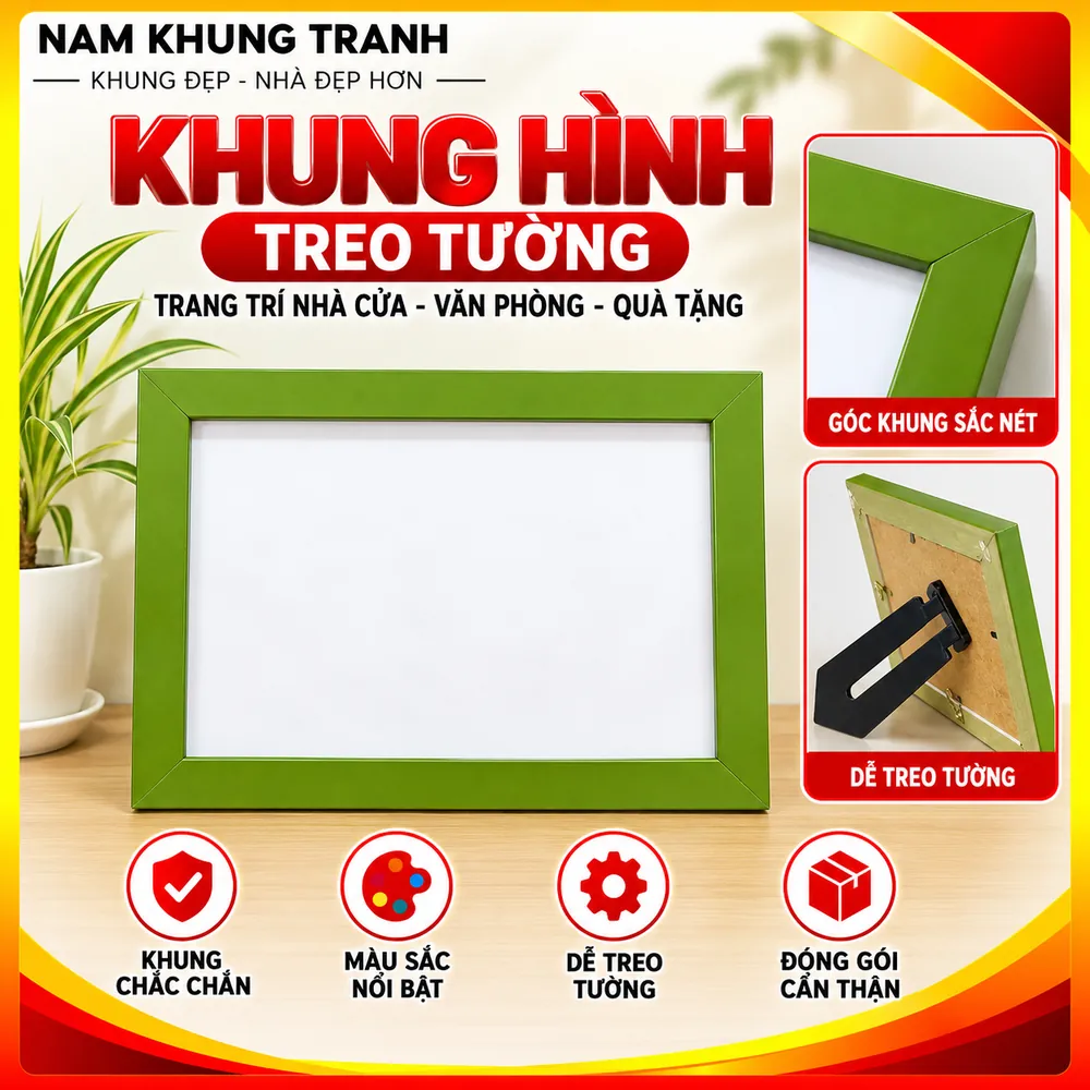 Khung hình treo tường màu xanh lá - Nam Khung Tranh