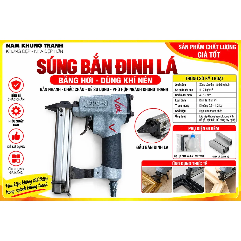 Súng bắn đinh lá bằng hơi dùng khí nén - Nam Khung Tranh